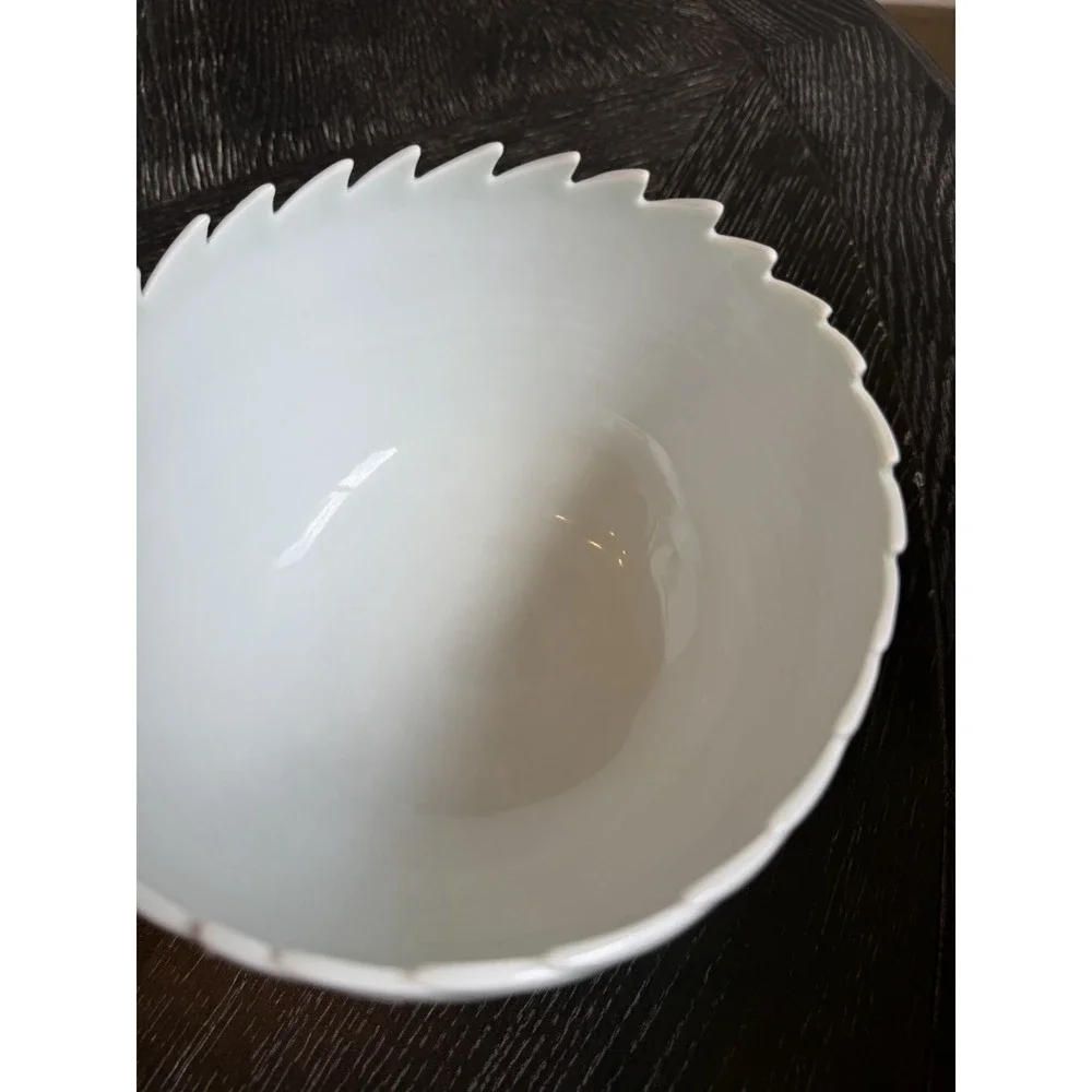 Cliff Lee Art Pottery Porcelain Melon Spiked Celadon Bowl Signed 1991 F